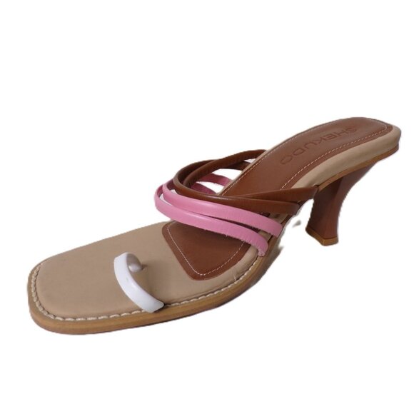 🆕SHEKUDO Bondi Heel Sandal Shoes 9 Brown Pink